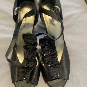 Madden Girl Black Heeled Shoes with Peep-Toe Design